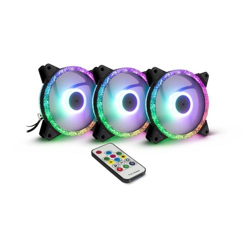 INTER-TECH Argus RS-07 RGB Set120x120x25 (black, set of 3 including remote control)