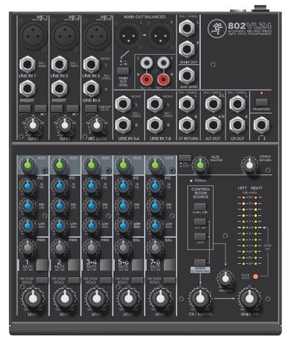 Mackie 802VLZ4 audio mixer, 8 channels, 20–20000 Hz