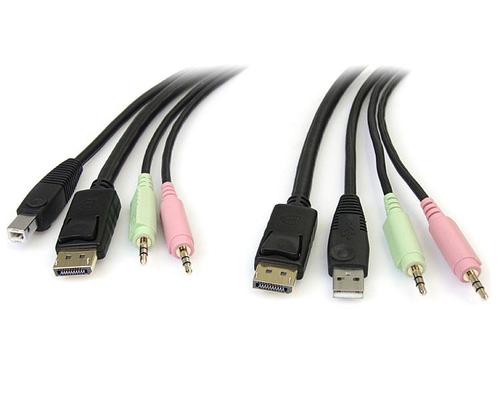 StarTech.com 6ft 4-in-1 USB DisplayPort KVM Switch Cable with Audio AND Microphone