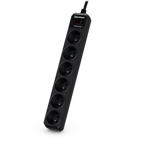 CyberPower Tracer III B0620SC0-FR surge protector, Black, 6 AC outlets, 200 - 250 V, 1.8 m