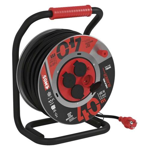 EMOS P08440 surge protector, Black, Red, 4 AC outlets, 230 V, 40 m