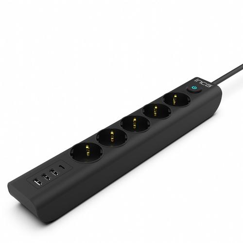 Inca Power strip 5-way / 16A 230V / Max. 3680W / LED 1.50m black