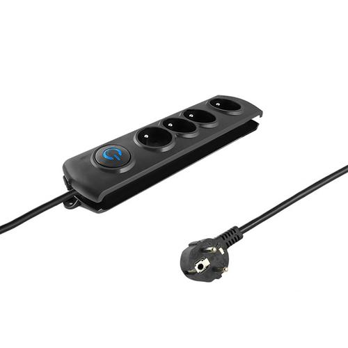Qoltec 50104 surge protector, black, with 4 AC outlets, 230 V, 1.5 m