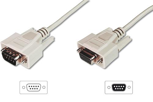 Digitus Serial Data Transfer Extension Cable, D-Sub9 (Plug) D-Sub9 (Socket) (beige, 3 meters)