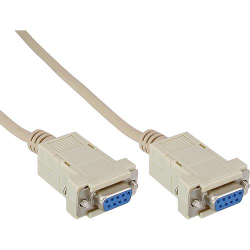 InLine null modem cable, DB9 female/female, assembled, grey, 2m