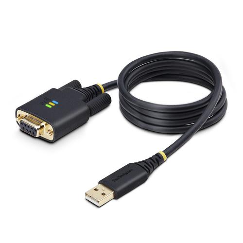 StarTech.com 3.3ft (1m) USB to Null Modem Serial Adapter Cable, Interchangeable DB9 Screws/Nuts, COM Retention, USB-A to RS232, FTDI, Level-4 ESD Protection, Windows/macOS/ChromeOS/Linux - Rugged TPE