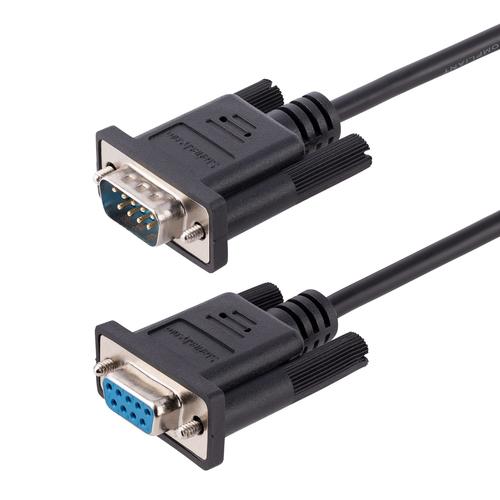 StarTech.com 3m RS232 Serial Null Modem Cable, Crossover Serial Cable with Al-Mylar Shielding, DB9 Serial COM Port Cable Female to Male, Compatible with DTE Devices, Black, F/M