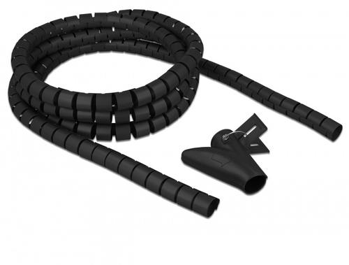 Delock Spiral hose with retraction tool, 2.5 meters x 20mm (black)