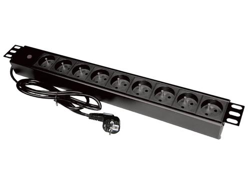 ALANTEC PZ09 power extension cord, 1.8 m, 9 AC outlets, indoor use, black