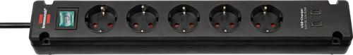 Brennenstuhl Brenn Bremounta 5-fold + USB-C black 3m with switch