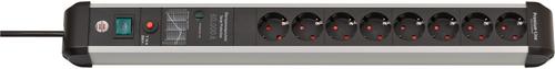 Brennenstuhl Premium-Protect Line power strip, 8-outlet (black/aluminum, 3 meters, 60,000A surge protection)