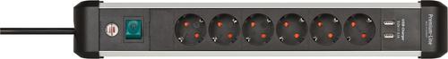 Brennenstuhl Premium ALU Line 6-port USB socket strip, 3m