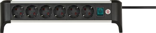 Brennenstuhl Burn ALU Office Line 6-way black 3m with switch
