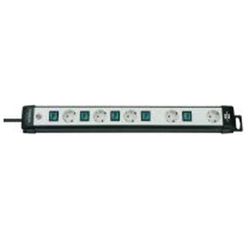 Brennenstuhl Premium-Line surge protector power strip, 5-outlet (black/light grey, 3 meters, individually switchable)