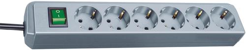 Brennenstuhl Eco-Line power strip with switch, 6 outlets, 1.5m, light grey