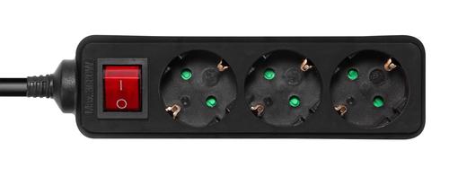 Deltaco GT-0362 power extension, 5 m, 3 AC outlets, indoor, black