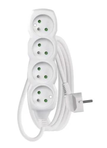 EMOS 1902040303 power extension, 3 m, 4 AC outlets, indoor, white