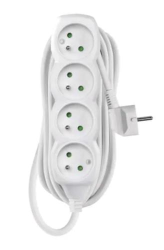 EMOS 1902040505 power extension 5 m, 4 AC outlets, indoor, white