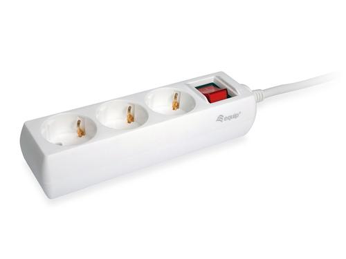 Equip Power strip 3xSchuko+Switch-St.90°CL ws. Pla.