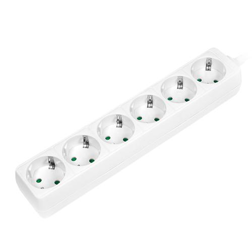 Logilink 6-way power strip with protective contact, white