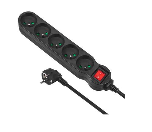 Maclean MCE185 power extension 5 m 5 AC outlet(s) Indoor Black