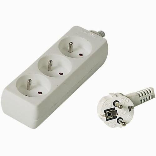 PremiumCord PP3-02 power extension, 2 m, 3 AC outlets, White