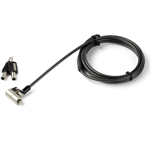 StarTech.com 6.6ft (2m) 3-in-1 Universal Laptop Cable Lock - Keyed Laptop/Desktop Security Cable Lock Compatible with K-Slot, Nano AND Wedge Slot Computer - Anti-Theft Steel Cable Lock with Keys - T