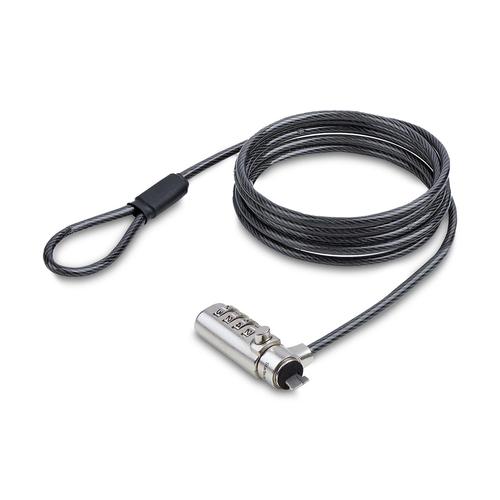 StarTech.com Slim Lock K-Slot Compatible, 5ft (1.5m) Locking Cable, Anti-Theft Security for Laptop/Notebook, Cut-Resistant Steel Cable, Combination Lock, TAA