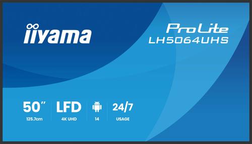Iiyama LH6564UHS-B1AG Signage Display – 65-inch (165.1 cm) Flat Panel Digital Signage with Wi-Fi, 500 cd/m², 4K Ultra HD, and Built-in Android Processor for 24/7 Operation