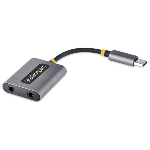 StarTech.com USB-C Headphone Splitter, USB Type C Dual Headset Adapter with Mic Input, USB C to 3.5mm Audio Adapter/Earphone Dongle, USB C to Audio Jack/Aux Output, 24-bit DAC
