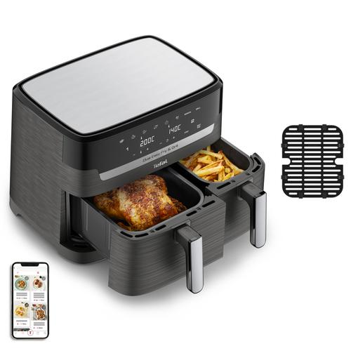 TEFAL Dual Easy Fry AND Grill EY905B Double 8.3 L Standalone 2700 W Hot Air Fryer, Grey