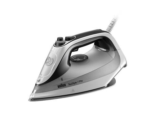 BRAUN TexStyle 7 Pro SI7149WB Dry AND Steam Iron with EloxalPlus Soleplate, 2900 W, Black and White