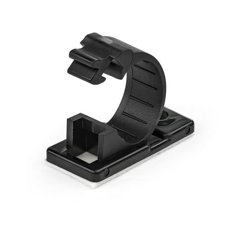 StarTech.com 100 Black Adhesive Cable Management Clips - Network/Ethernet/Office Desk/Computer Cord Organizer - Sticky Cable/Wire Holders - Nylon Self-Adhesive Clamp UL/94V-2 Fire Rated - TAA