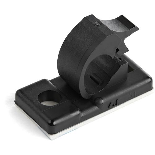 StarTech.com 100 Black Adhesive Cable Management Clips - Network/Ethernet/Office Desk/Computer Cord Organizer - Sticky Cable/Wire Holders - Nylon Self-Adhesive Clamp UL/94V-2 Fire Rated - TAA