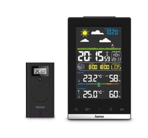 Hama 00222239 digital weather station, black, with battery