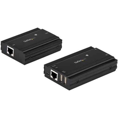 StarTech.com 4-Port USB 2.0 Extender Hub over Single CAT5e/CAT6 Ethernet Cable (RJ45) - 330ft (100m) - USB Extender Hub Adapter Kit - Metal Housing - Externally Powered - 480 Mbps - TAA