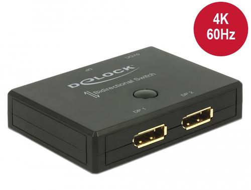Delock DisplayPort 2 Bidirectional Switch - 1U, 4K 60Hz, DisplayPort Switch (black)