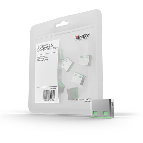 Lindy USB Port Blocker (without key) – Pack of 10, Color Code: Green