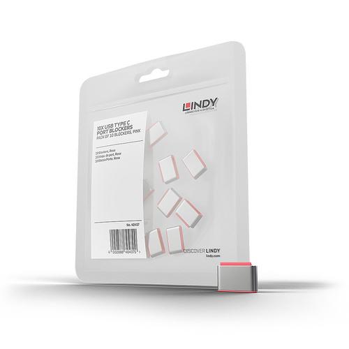 Lindy USB Type C Port Locks, 10-pack (red, keys sold separately)