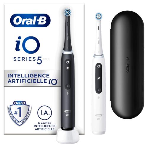 Oral-B iO iO5 Black AND White Electric Toothbrushes Designed by Braun, 2-Pack