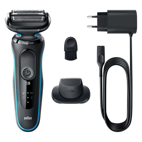 BRAUN Series 5 51-M1200s men's shaver, foil shaver with trimmer, Black, Blue