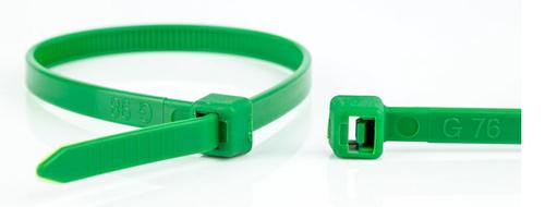 WKK Green plastic cable ties 200x3.6mm 100 pieces.
