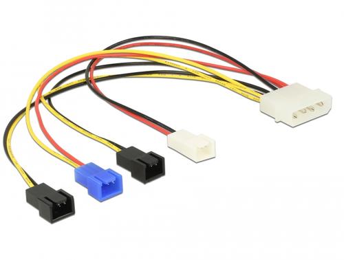 Delock Molex 4Pin Power Cable - 4x 2Pin Fan Cable, 0.20m, Stainless Steel/Steel