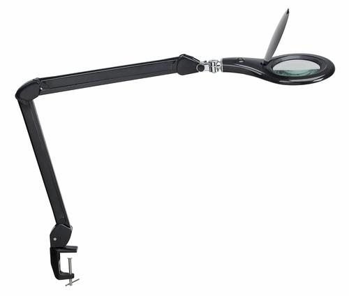 MAUL LED Lupenleuchte with macro screw and clip-on foot, black