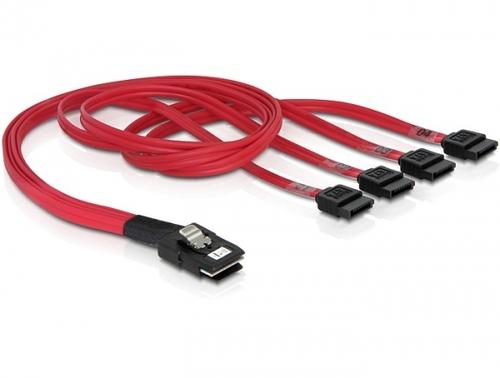 Delock Mini SAS 36 Pin (SFF 8087) to 4x SATA Adapter Cable (red, 50cm)
