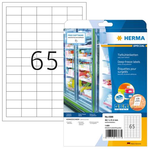 Herma Deep-freeze labels A4 white 38.1x21.2 mm Paper 1625 St.