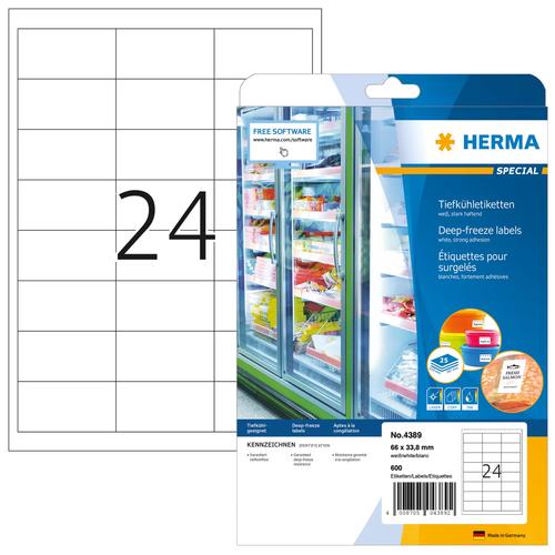 Herma Frozen food labels A4 white 66x33.8 mm paper 600 pcs.