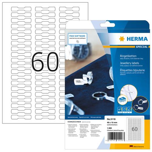 Herma White A4 stickers 49x10 mm paper opaque 1500 pieces.