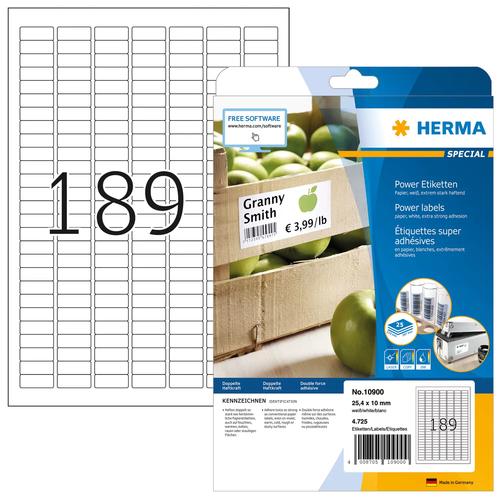 Herma Labels A4 white 25.4x10 mm extremely adhesive 4725 pcs.