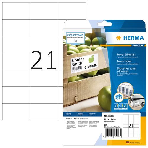 Herma Labels A4 white 70x42.3 mm extra strong adhesive 525 pcs.